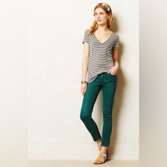 Adriano Goldschmied Jeans Stevie Ankle Slim Straight Forest Green 29R - Picture 1 of 8